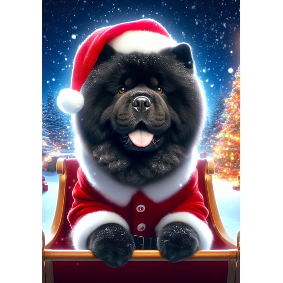 Chow Black - Best of Breed DCR Christmas House Flag 28" x 40"