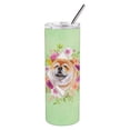 thumbnail image 1 of Chow Chow #2 Green Flowers Double Walled Stainless Steel 20 oz Skinny Tumbler, 1 of 4