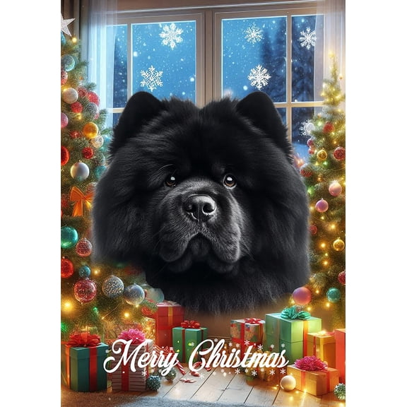 Chow Chow Black - Best of Breed Christmas House Flag 28" x 40"