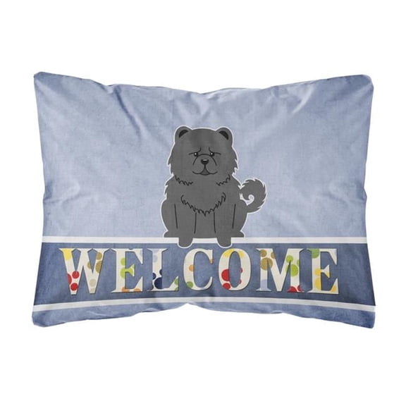 Chow Chow Black Welcome Canvas Fabric Decorative Pillow