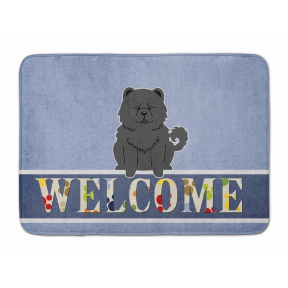 Chow Chow Black Welcome Machine Washable Memory Foam Mat