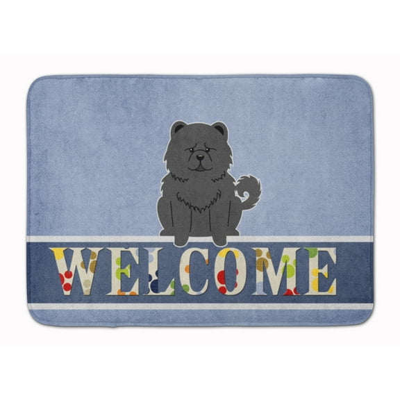 Chow Chow Black Welcome Machine Washable Memory Foam Mat