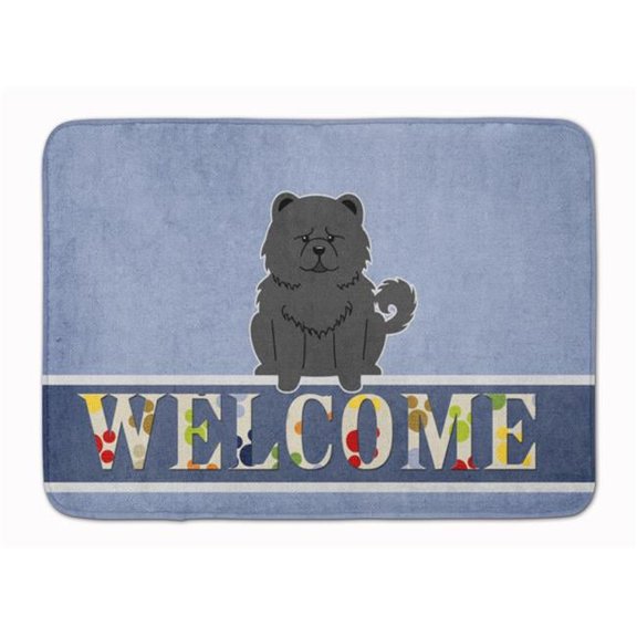 Chow Chow Black Welcome Machine Washable Memory Foam Mat