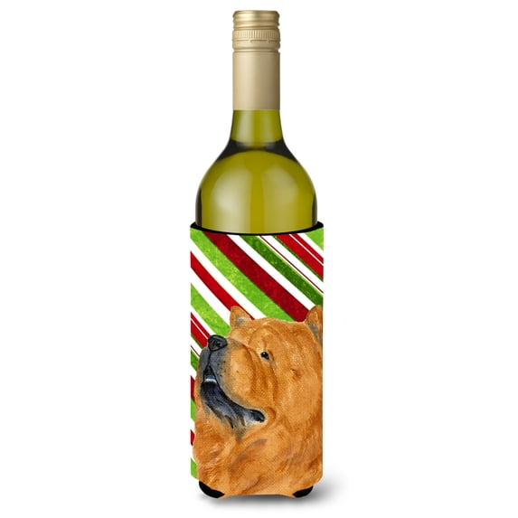 Chow Chow Candy Cane Holiday Christmas Wine Bottle Hugger