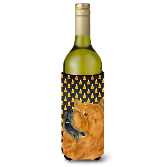 Chow Chow Candy Corn Halloween Portrait Wine Bottle Hugger