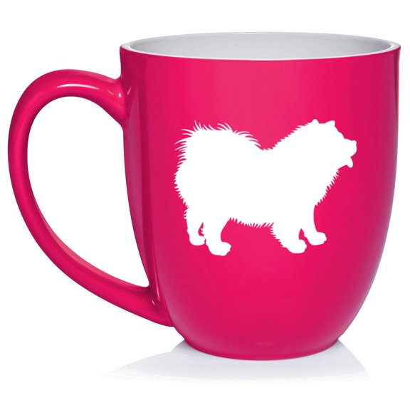 Chow Chow Ceramic Coffee Mug Tea Cup Gift for Her, Him, Friend, Coworker, Wife, Husband, Dog Lover (16oz Hot Pink)