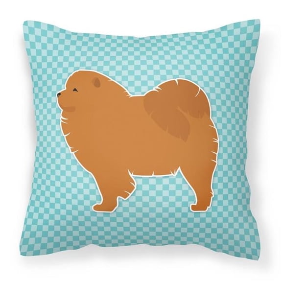 Chow Chow Checkerboard Blue Fabric Decorative Pillow Blue