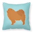 thumbnail image 1 of Chow Chow Checkerboard Blue Fabric Decorative Pillow, 1 of 2