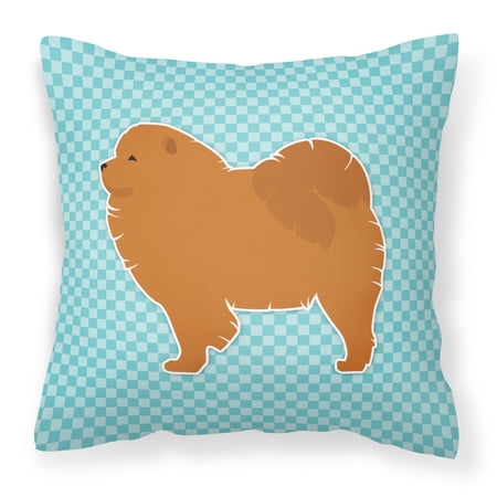 Chow Chow Checkerboard Blue Fabric Decorative Pillow