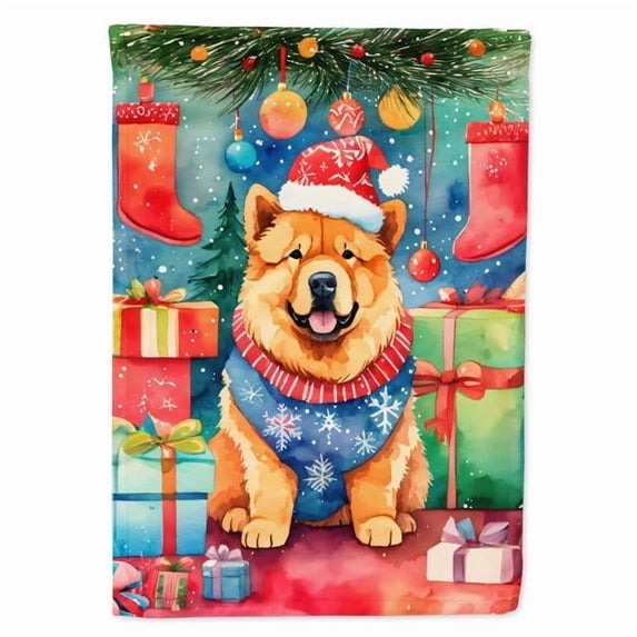 Chow Chow Christmas House Flag 28 in x 40 in