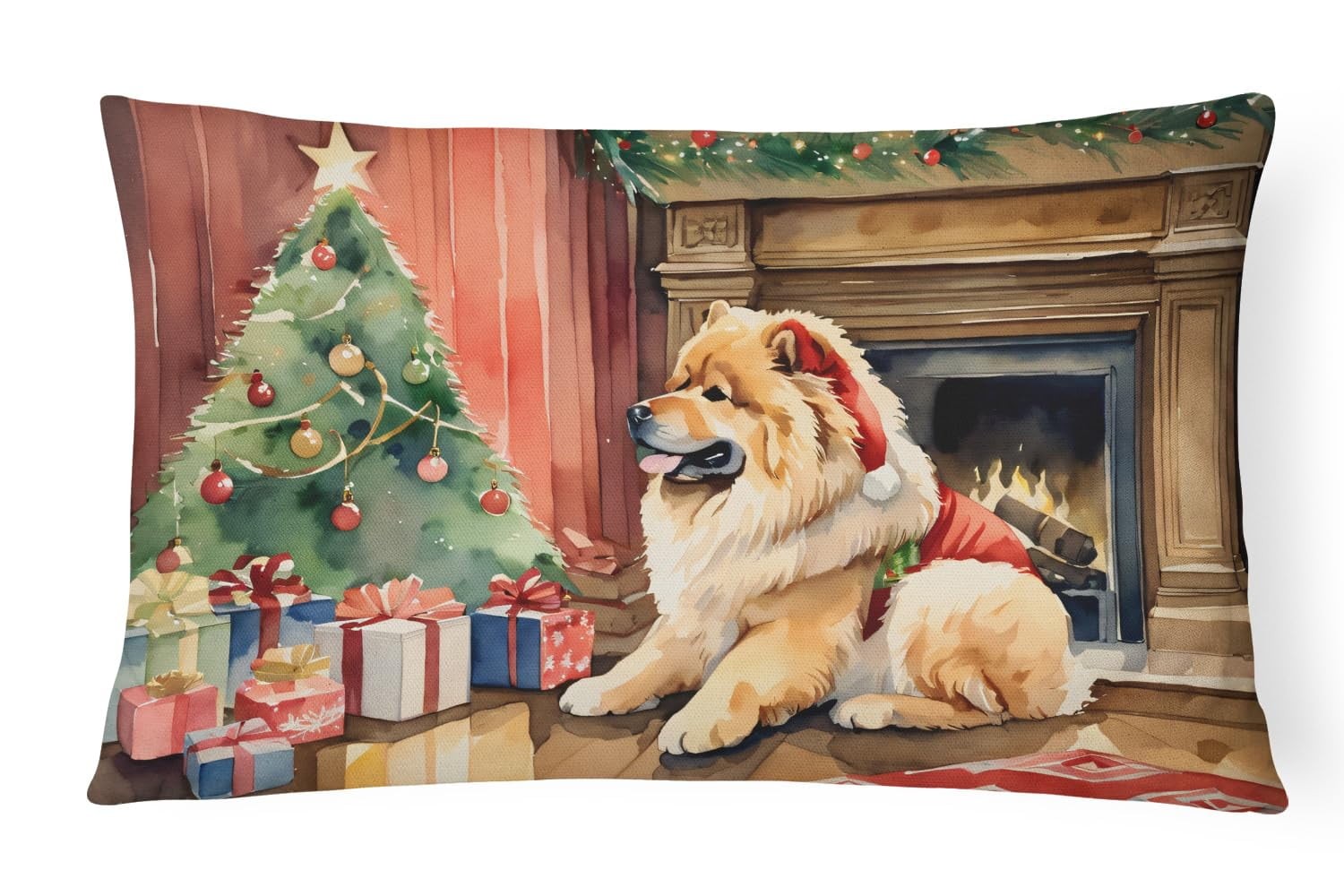 Chow Chow Cozy Christmas Throw Pillow 12 in x 16 in