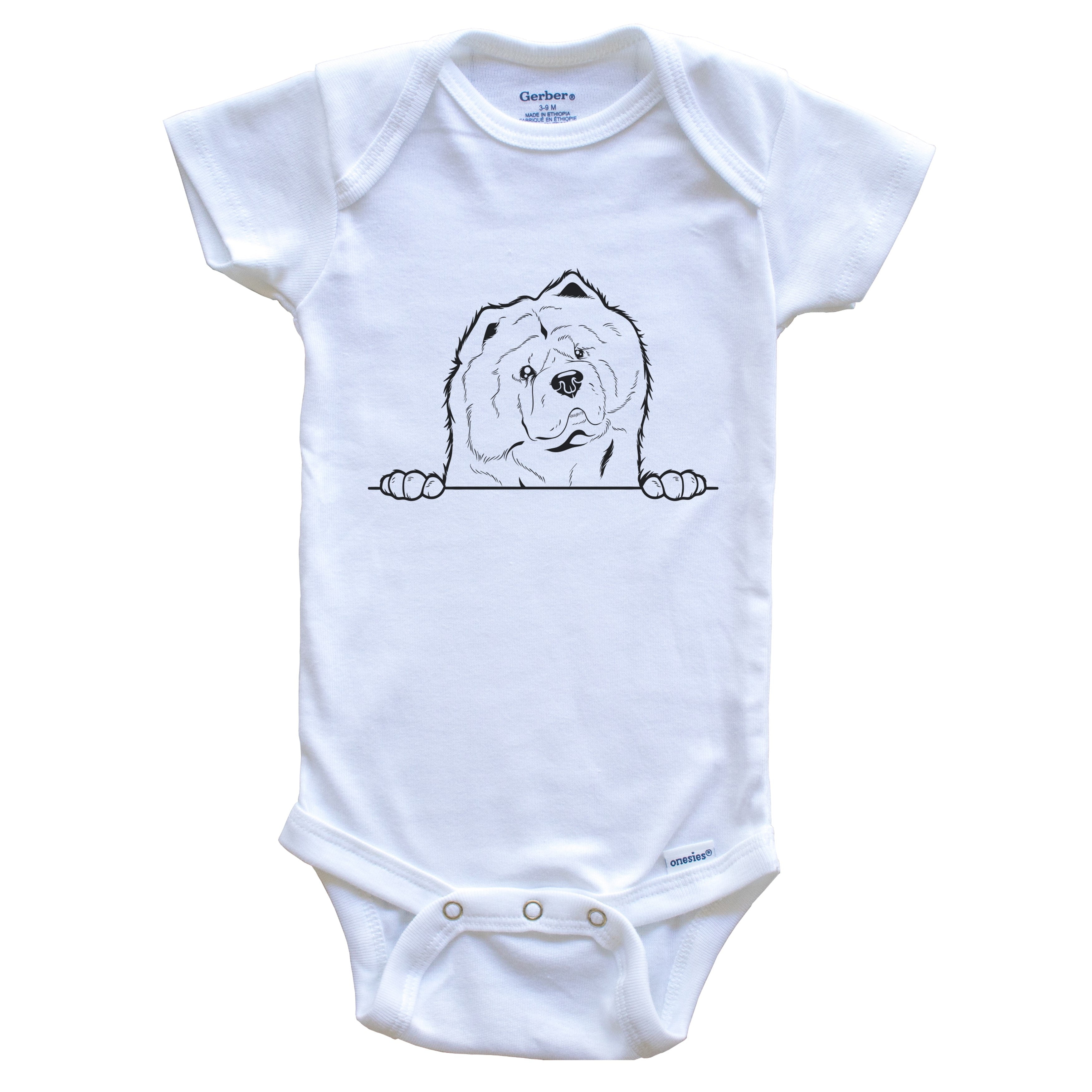 Chow Chow Dog Breed Drawing Cute One Piece Baby Bodysuit