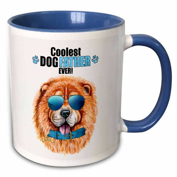 3drose, Chow Chow Dog in Cool Sunglasses for the Dogfather on Fathers Day, 11oz Two-tone Blue Mug