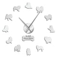thumbnail image 1 of Chow Chow Dog Mirror Stickers Home Decor Large Wall Clock Dog Breed DIY Wall Art Frameless Giant Wall Clocks(Silver,47inch), 1 of 6