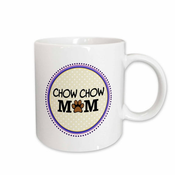 3drose, Chow Chow Dog Mom - Doggie Mama by Breed - Paw Print Mum Love - Doggy Lover - Proud Pet Owner Circle, 15oz Mug