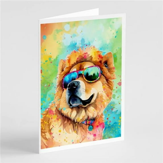 Chow Chow Hippie Dawg Greeting Cards Pack of 8 7 in x 5 in