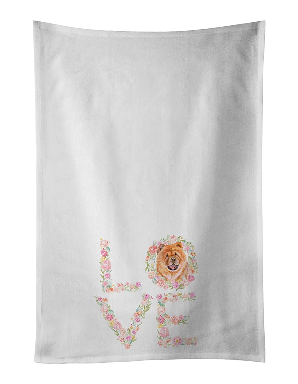 Chow Chow Love White Kitchen Towel Set of 2 Dish Towels 19 in x 28 in