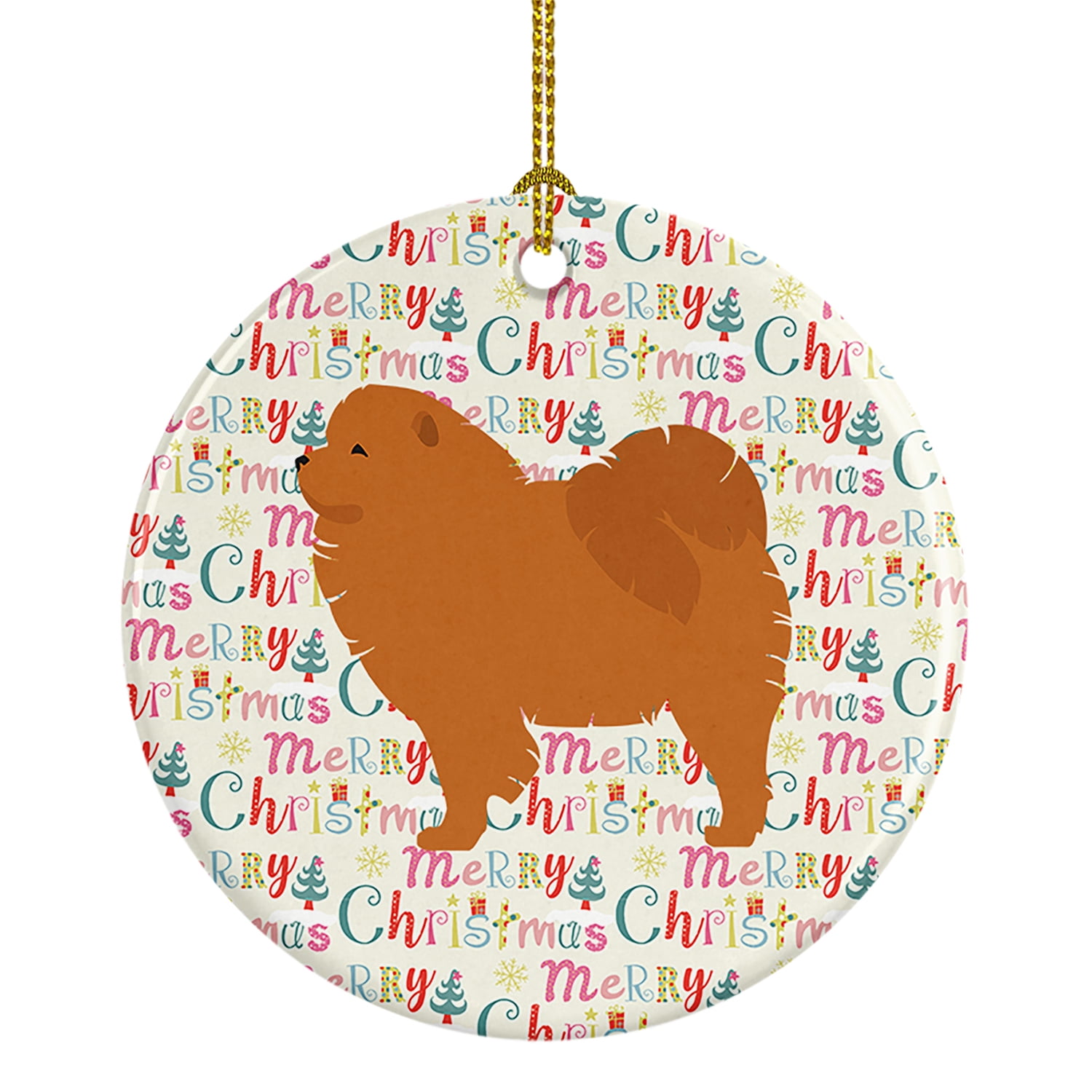 Chow Chow Merry Christmas Ceramic Ornament 2.8 in x 2.8 in