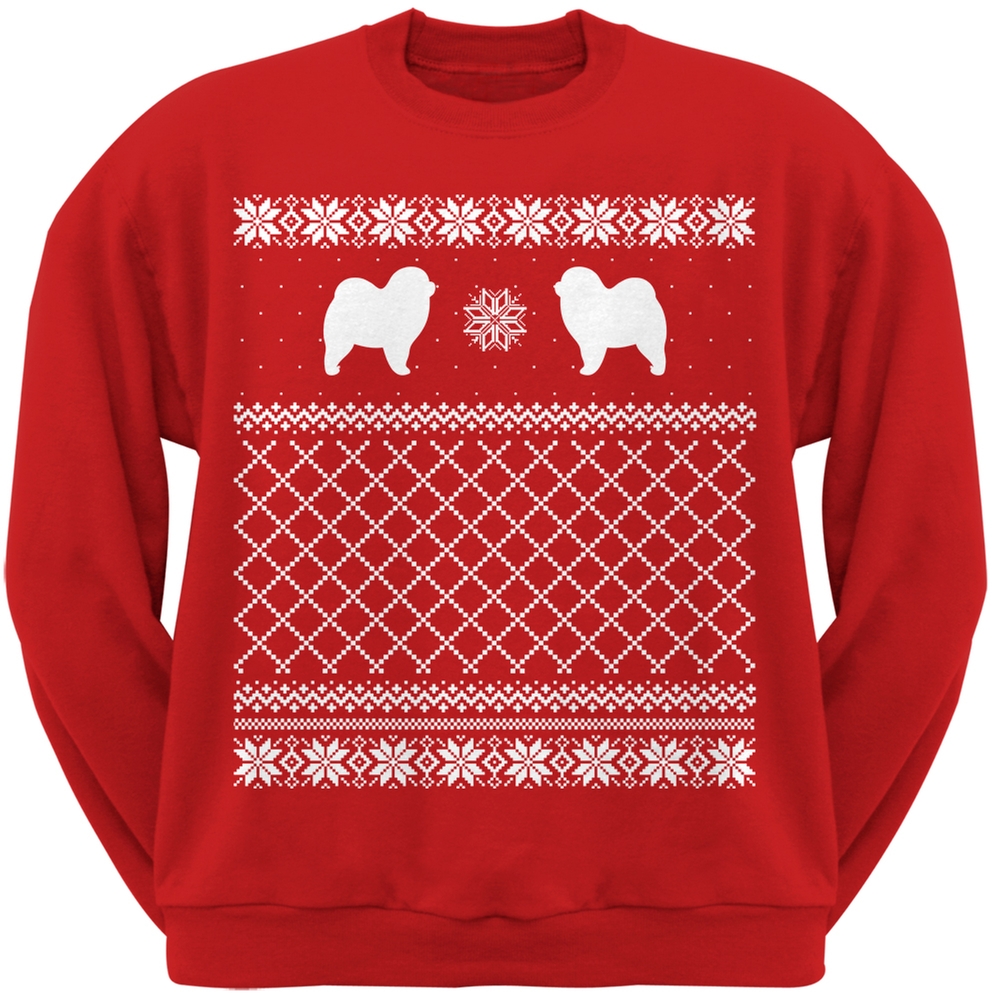 Chow Chow Red Adult Ugly Christmas Sweater Crew Neck Sweatshirt - image 1 of 1