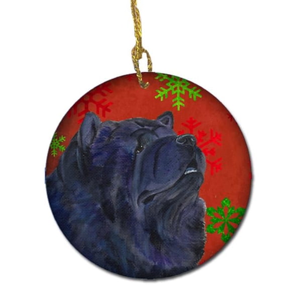 Chow Chow Red Snowflakes Holiday Christmas Ceramic Ornament Ss4708