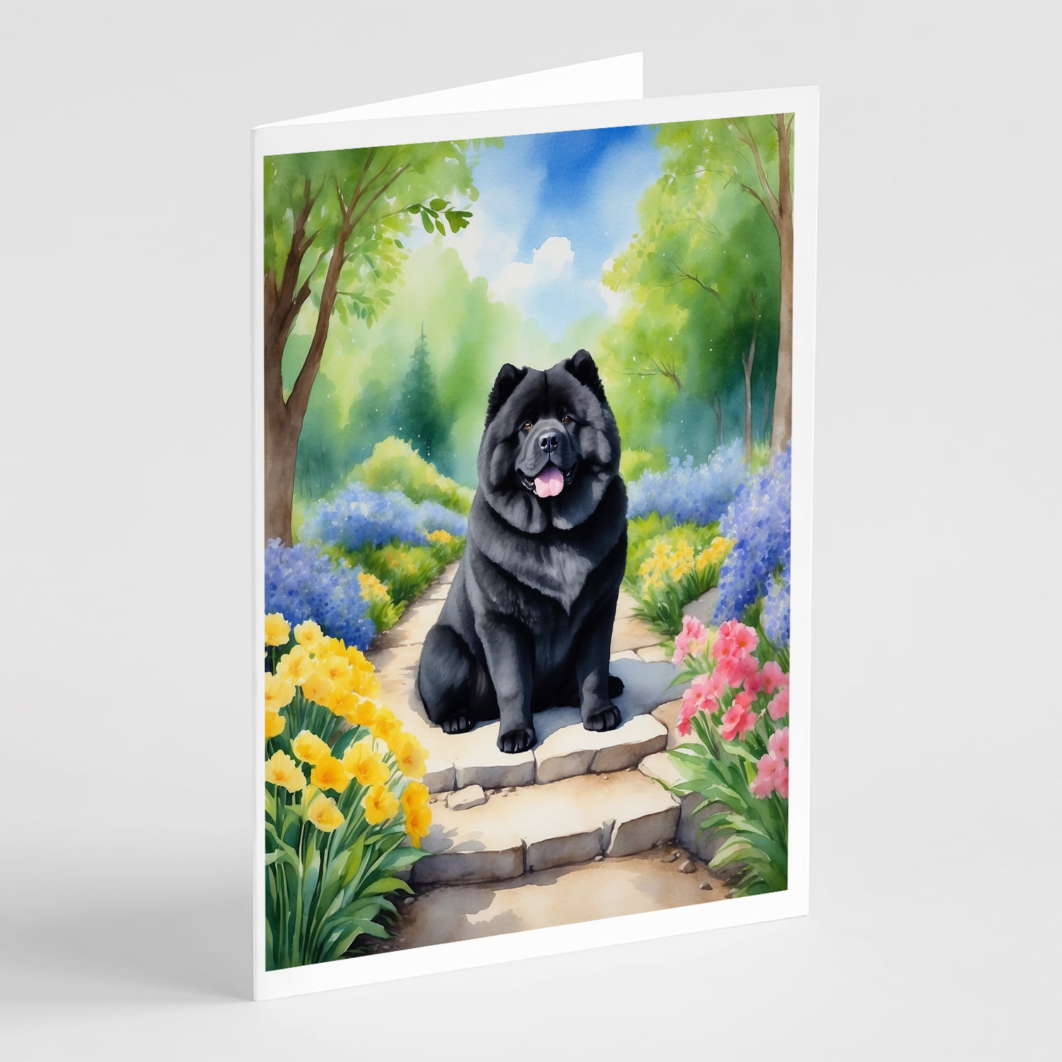 Chow Chow Spring Path Greeting Cards Pack of 8 7 in x 5 in