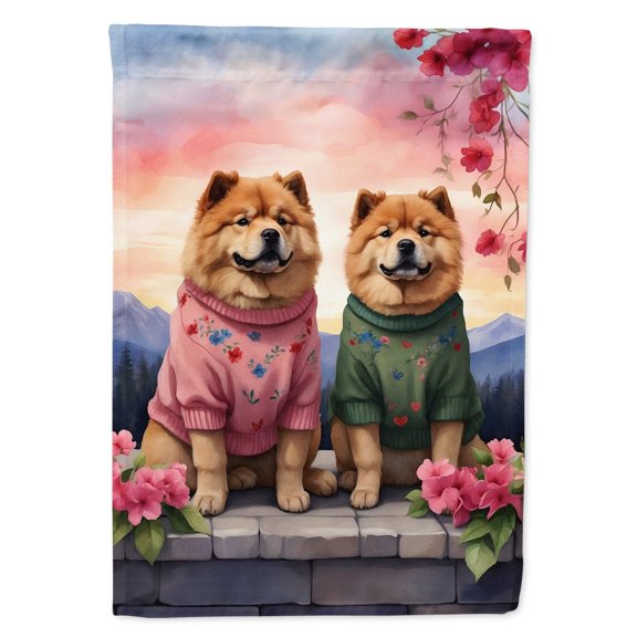 Chow Chow Two Hearts House Flag 28 in x 40 in