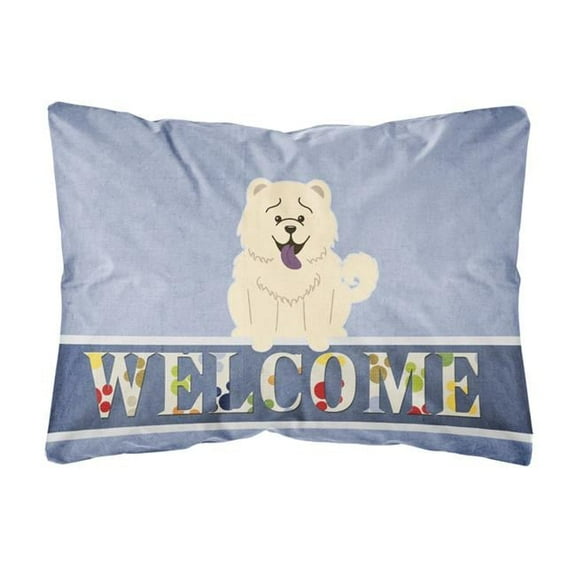 Chow Chow White Welcome Canvas Fabric Decorative Pillow