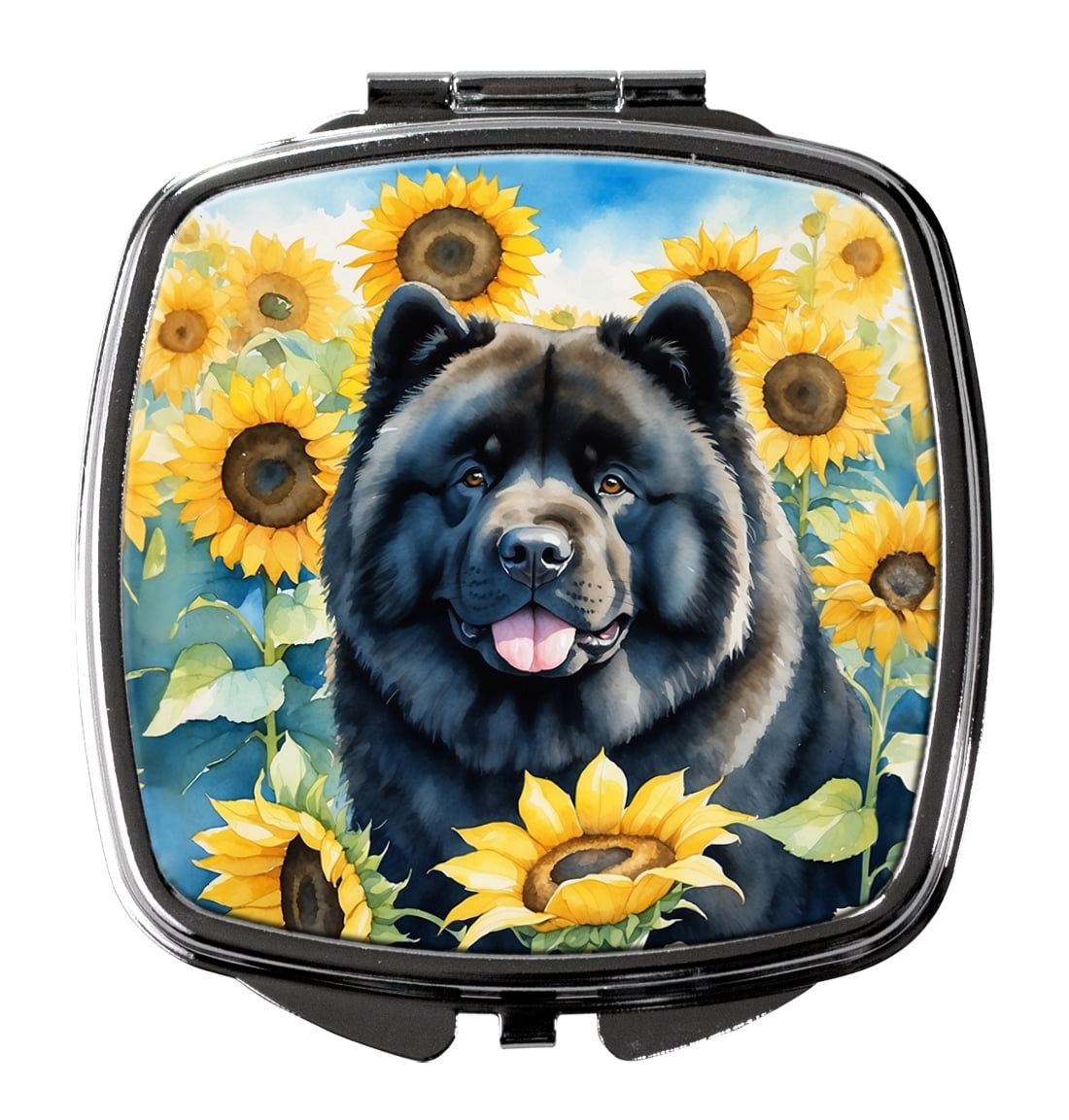 Chow Chow in Sunflowers Compact Mirror 2.75 in x 3 in