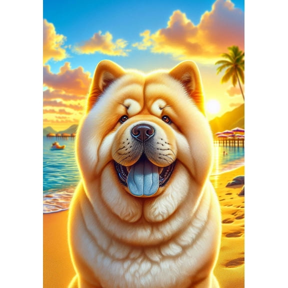 Chow Cream - Best of Breed DCR Summer Sunset Outdoor Garden Flag 12" x 17"