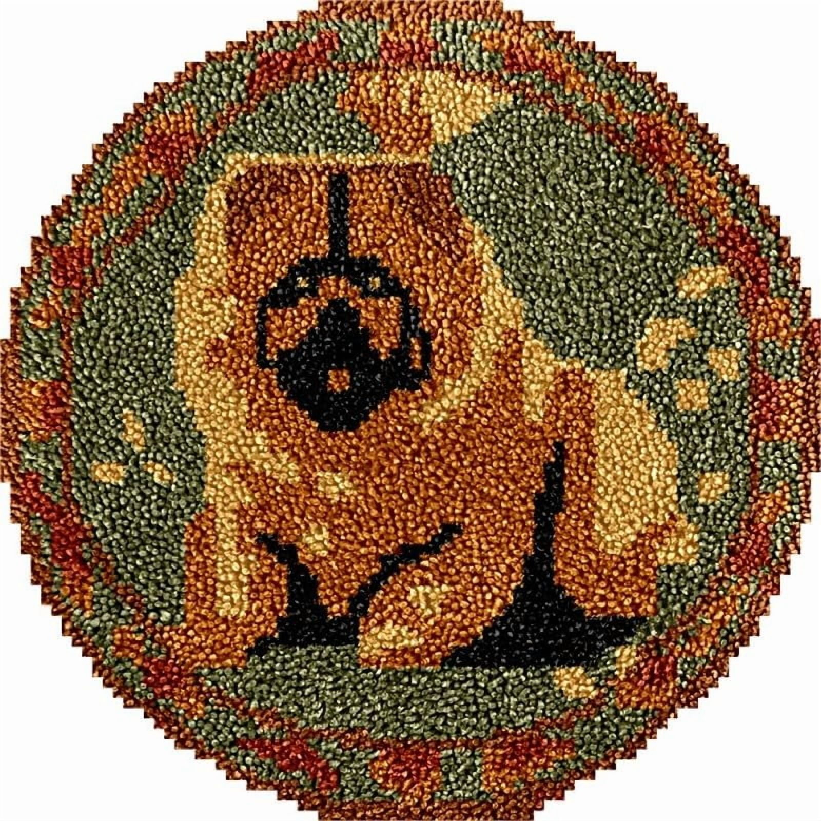 Chow chow Round Shape Latch Hook Rug Kits Set for Starter Crochet Hook Cushion Mat Sofa Seat Cushion Crocheting Kits with Preprinted Canvas Crochet Yarn Kits 50X50cm (ui73)