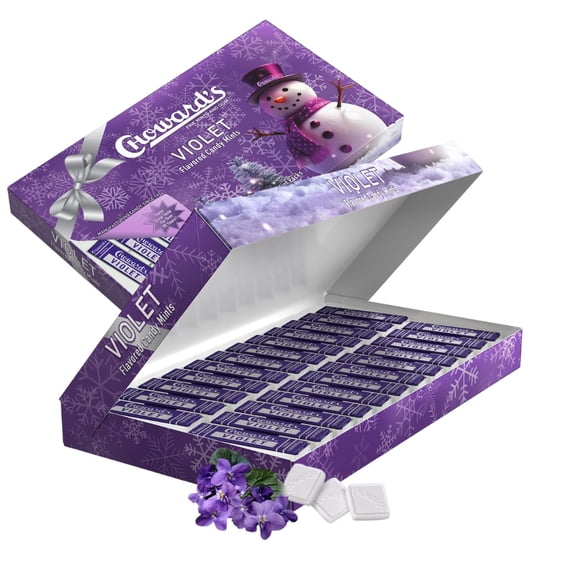 Choward's Violet Candy Mints Holiday Gift Box, Breath Mints, 1 Box (24 packs)