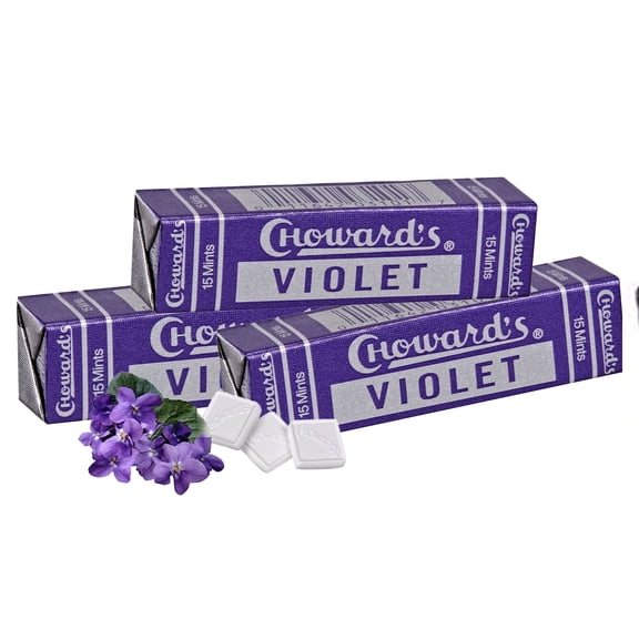 Choward's Violet Mint Candy , Breath Mints, Travel Candies, 3 pack (15 Mints Per Package)