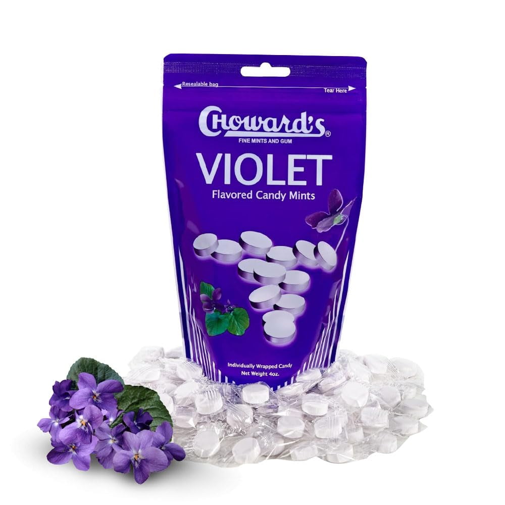 Choward's Violet Mints Candy in Resealable Bag 4 oz 64 Individually