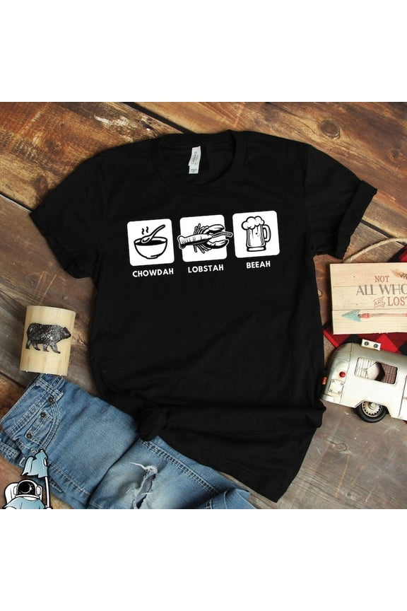Chowdah Lobstah Lobster S1Hirt, B1Oston S1Hir, New England S1Hir, New England and Maine Bar HarB1Or B1Oston Accent Gift