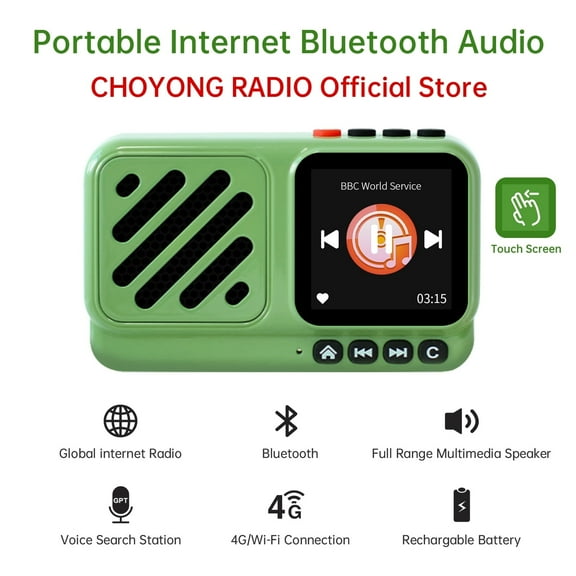 Choyong Voyager Bluetooth Speaker Wireless Internet Radio with WIFI/4G,World Radio Station,BT5.3, Electronics for Home/Travel/Outdoor mini Portable Speaker