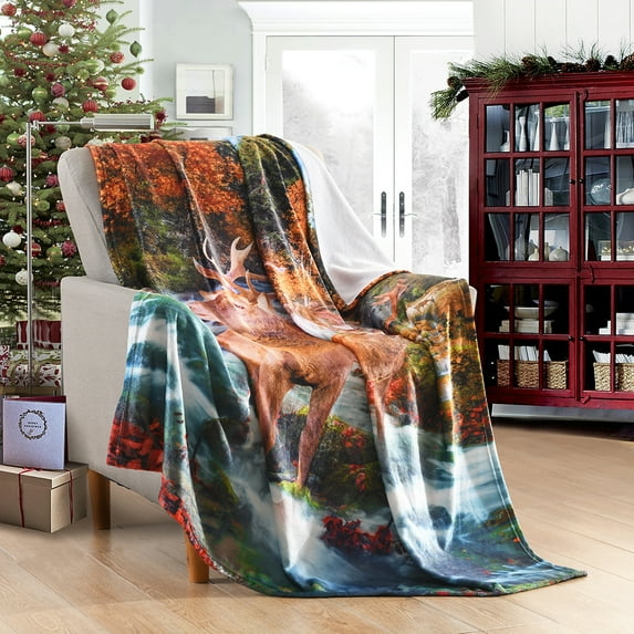 ChrIstmas Holiday Printed Fleece Throw Blanket, Super Soft Blanket for Sofa Bed