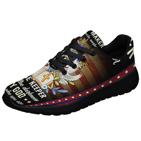 ChriStan Cross American flag Way Maker Miracle Worker My God That Is Who You Are Shoes Sneakers Black Size 9