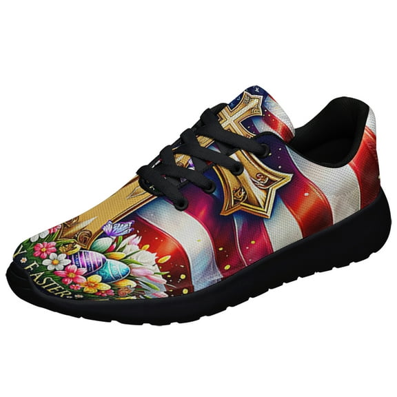 ChriStan Cross Happy EaStr Day Shoes Sneakers Black Size 4.5