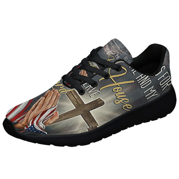 ChriStan Jesus We Will Serve The Lord American flag Shoes Sneakers Black Size 9.5