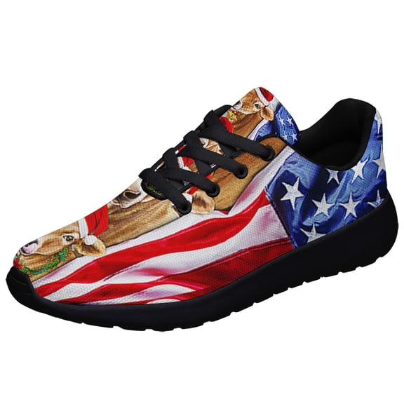 ChriStas Cattle Cow American flag Shoes Sneakers Black Size 3.5