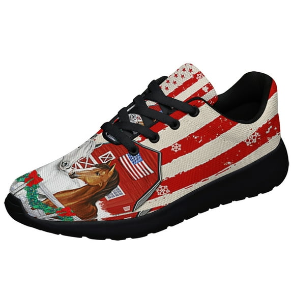 ChriStas Horses American flag Shoes Sneakers Black Size 3.5