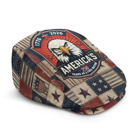 Chririnla 1776 2026 Eagle America Star Newsboy Cap for Men Patriotic 4th of July Flat Hat Comfy Breathable Flat Caps Hats for National Celebrations