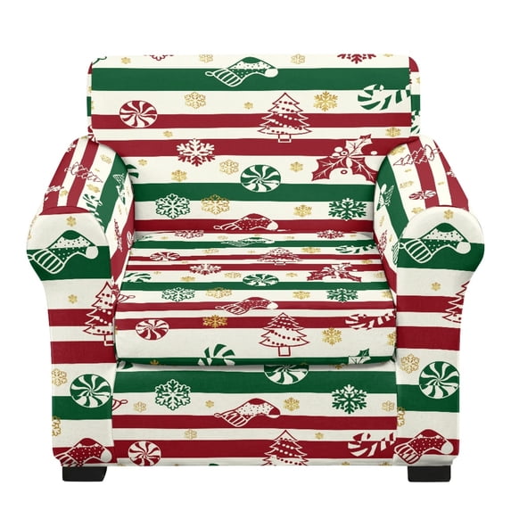 Chririnla 2 Piece Armchair Slipcover for Living Room Individual Cushion Covers with Washable for Cats, Candy Cane Striped Design Couch Covers