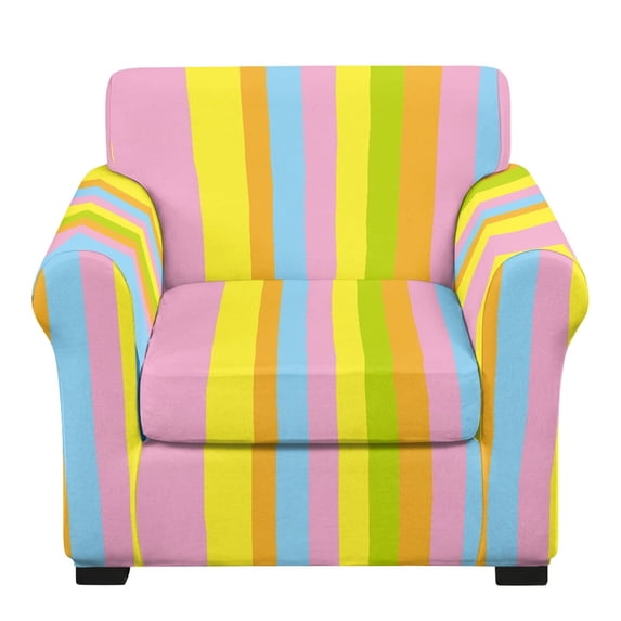 Chririnla 2 Piece Chair Covers Armchair Slipcovers for Living Room, Pastel Vertical Stripe High Stretch Chair Sofa Cover with Individual Cushion Cover Washable Furniture Cover for Pet and Home Decor