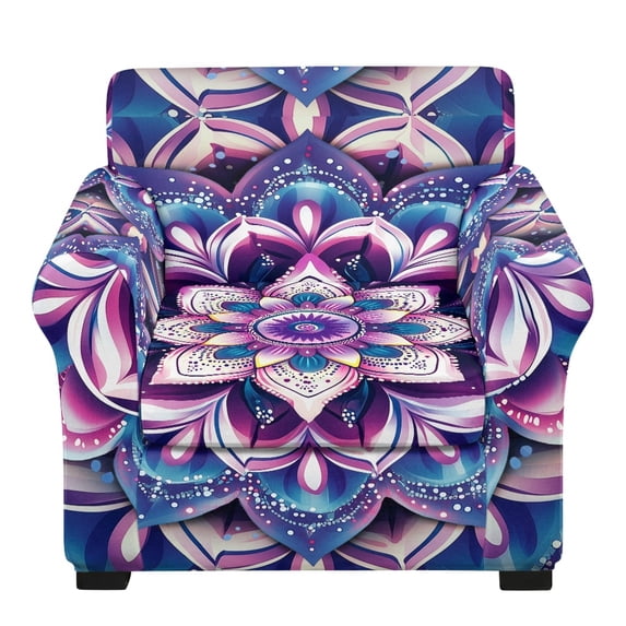 Chririnla 2 Pieces Armchair Couch Cover for Living Room Decor Armchair Slipcover with Washable for Pet, Mandala Floral Pattern Single Seat Sofa Couch Cover