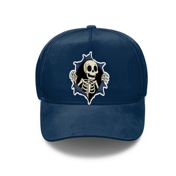 Chririnla 2026 Trendy Trucker Hat with Funny Skeleton Jeans Print, Adjustable Cap for Women & Men Casual Travel