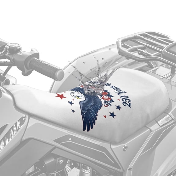 Chririnla 250 Anniversary USA Rose Eagle ATV Seat Cover Non-Slip ATV Cushion Protector Washable Protection Accessories Compatible with Most ATVs for Sportsman, Rancher, Foreman