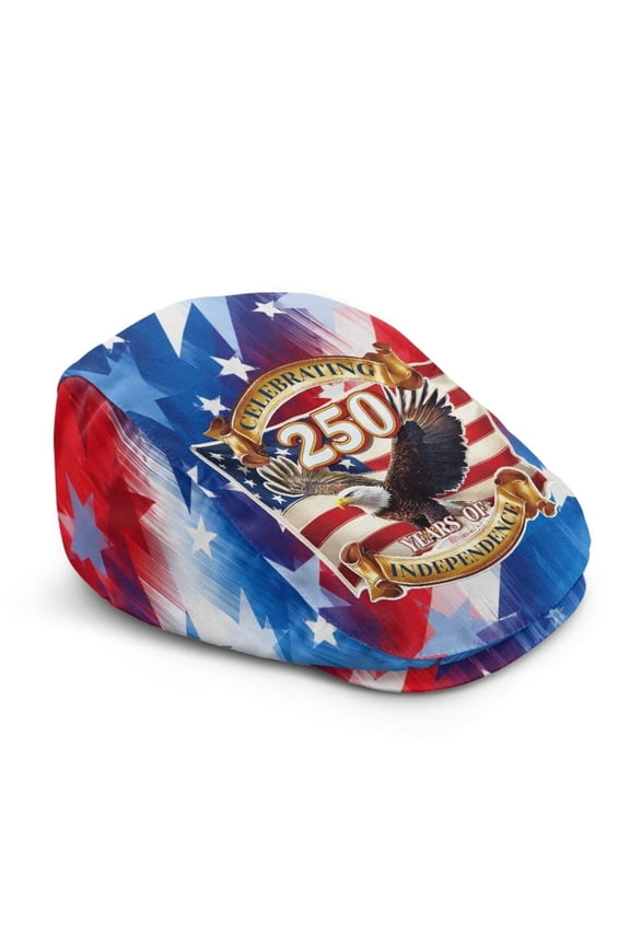 250Years Eagle Flag Star Newsboy Cap for Men 4th of July Flat Hat USA 250th Anniversary Hat Lightweight Newsboy Hat