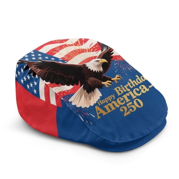 Chririnla 250th Flat Cap Patriotic Newsboy Hat for Men Ivy Hat Adjustable Breathable Summer Golf Driving Cap,1776 2026 Eagle Flag