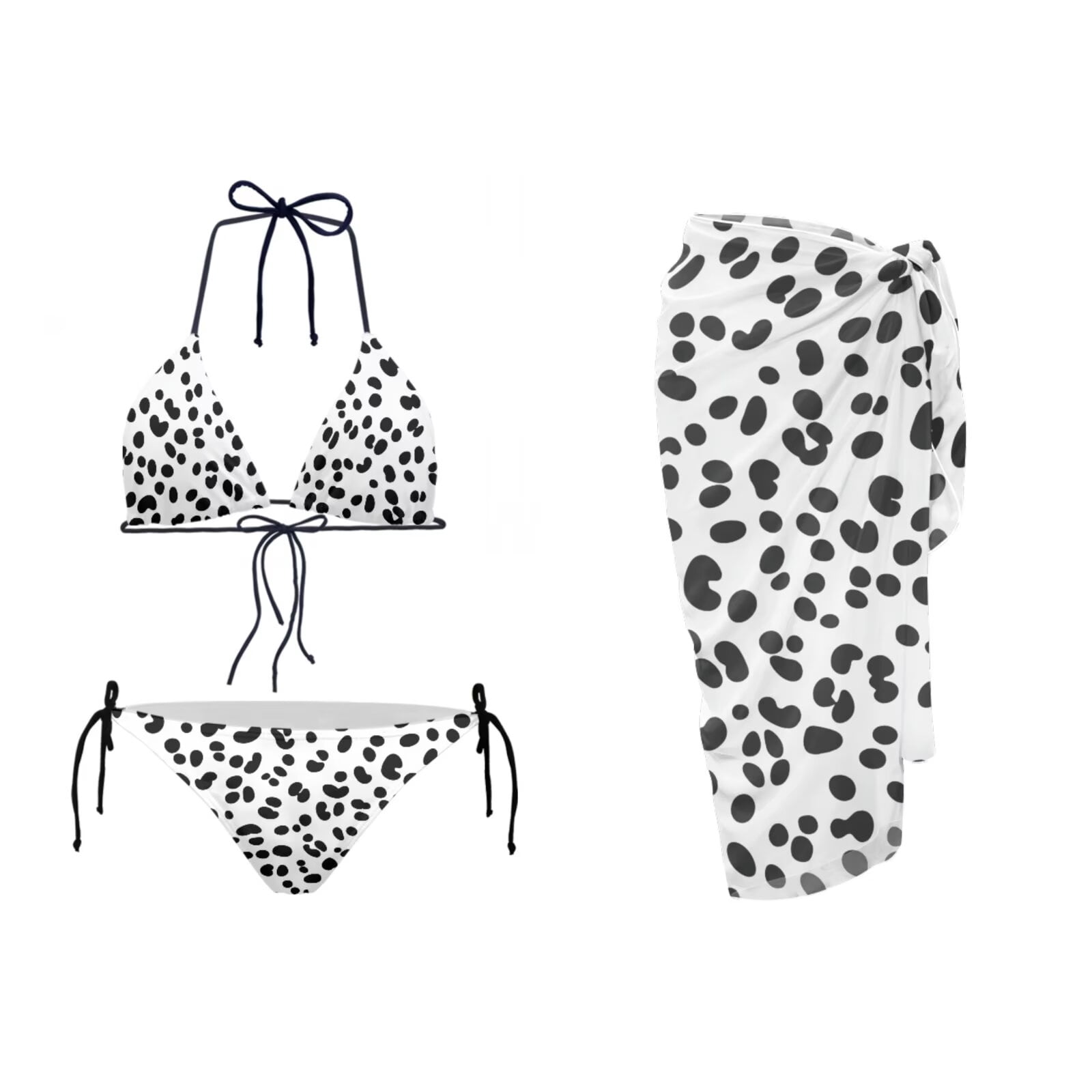 Chririnla 3 Piece Leopard Print Bikini Set Swimsuits for Women Halter ...